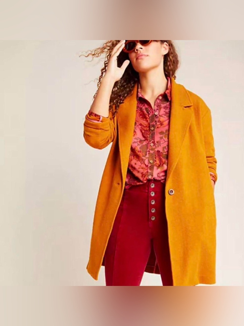 Anthropologie Corinthia Mustard Oversized Knit Blazer - Small/ Medium